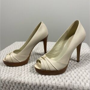 Aldo Leather Peep Toe Heels